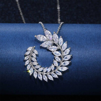 AAA Zircon Floral Necklace – Silver AGN221