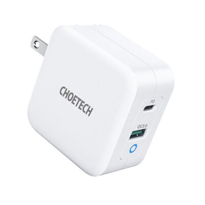 Choetech 65W 2-Port PD Charger GaN Tech USB C Foldable Fast Charging Adapter – White EU – PD8002-EU