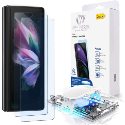 Whitestone [Dome Glass] Samsung Galaxy Z Fold 2 Dome Glass Tempered Glass Screen Protector – Pack of 2 with UV