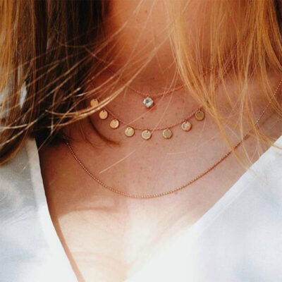 4 Layer Gold Necklace – Circle Design – AN100