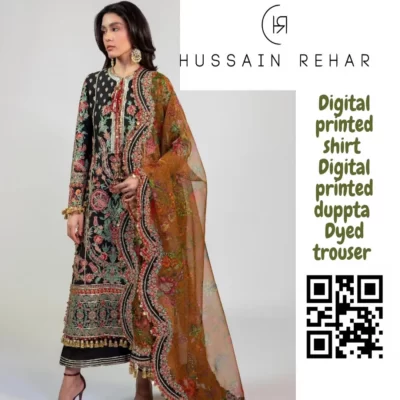 Lawn 3 Piece Printed Shirt, Dupatta and Dyed Trouser