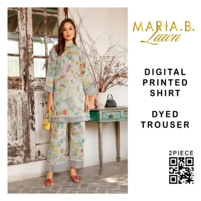 Lawn 2 Piece Printed Shirt, and Dyed Trouser