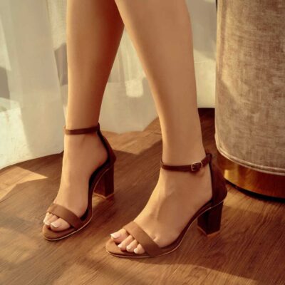 Dive ankle strap heels brown