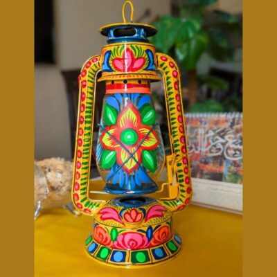 Amber Hand Painted Lantern